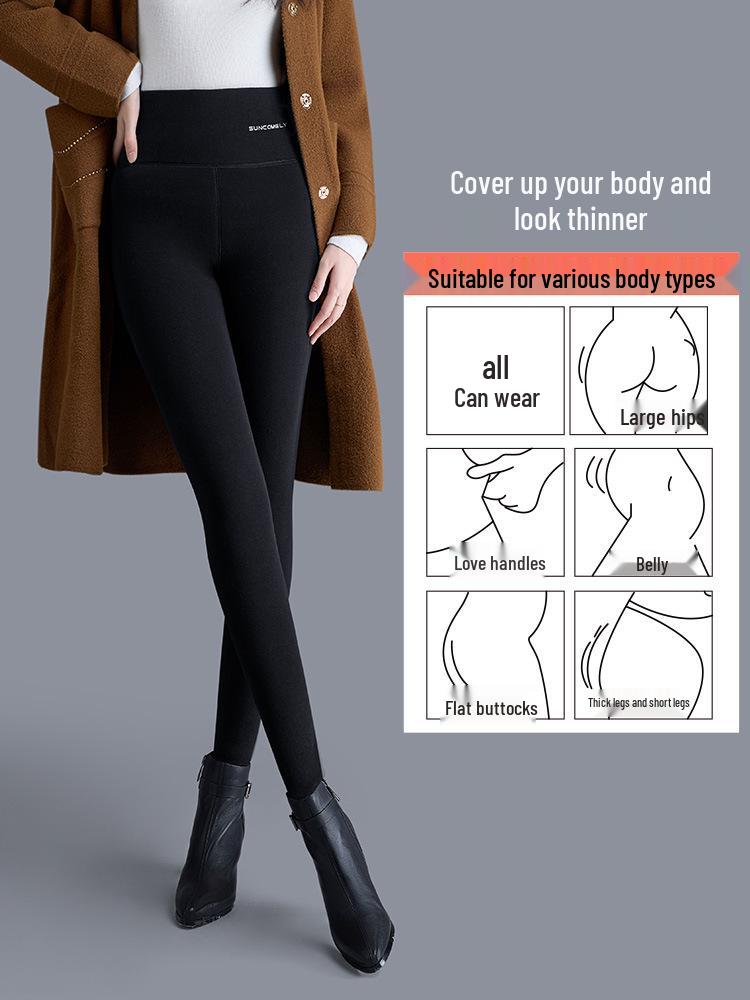 Northeast Fleece-Lined High Waist Warm Pants for Middle-Aged Women - Plus Size, Tummy Control, Autumn/Winter.
