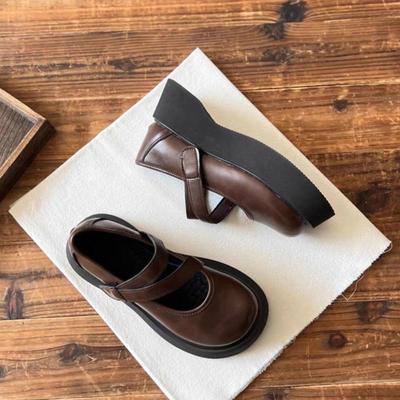 2024 New Autumn and Winter Round Head Platform British Style Japanese Mary Jane Shoes Small Leather Shoes Women's Skirt Retro Single Shoes