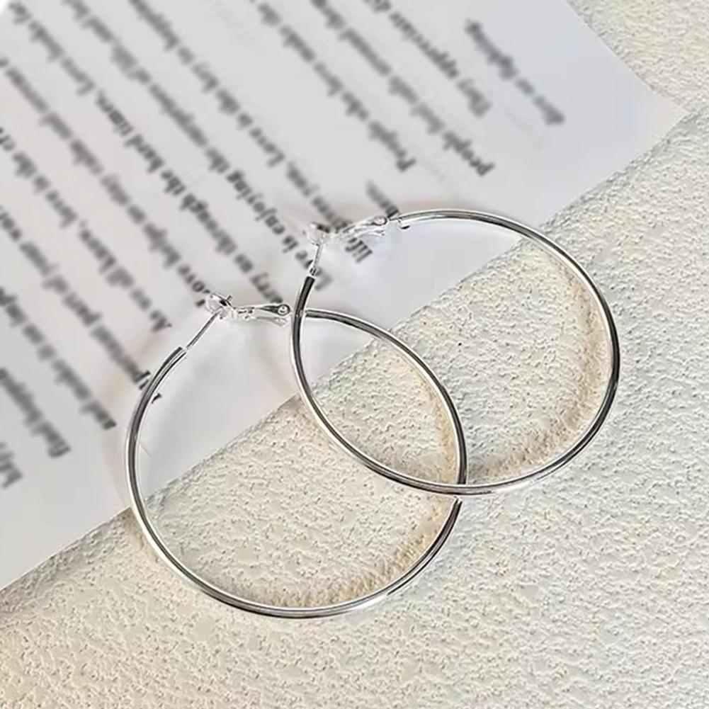 Fashion Simple Sterling Silver Hoop Earrings for Women Hypoallergenic Lightweight Large Big Thin Hoops Dangle Earrings