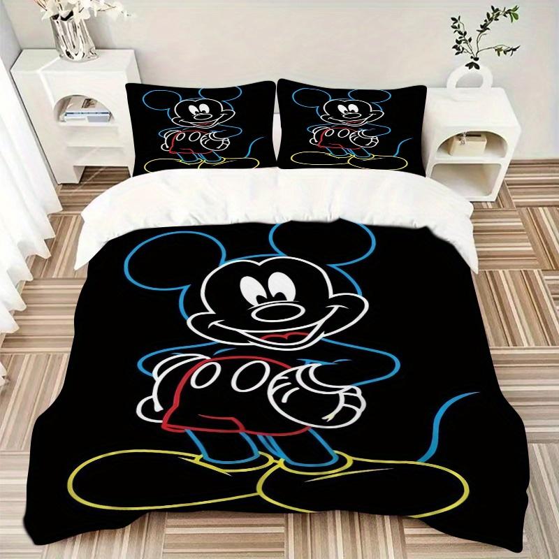 3pcs Cute Colorful Mickey Design Printed Quilt Set, Soft and Comfortable Quilt Cover for Bedroom, Guest Room and Dormitory Decorative Beddin