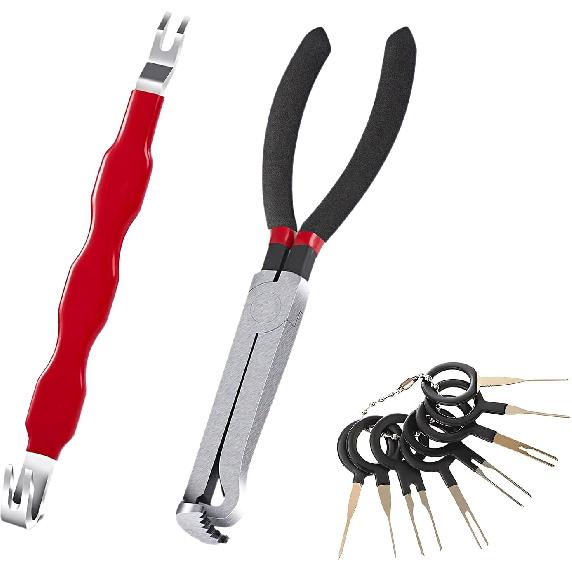 SST 3PC Electrical Disconnect Pliers 8  60-Degree Electrical Disconnect Pliers Set for Automotive Connectors - Angled Locking Push Tab Removal Tool, A
