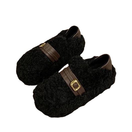 Retro Velvet Thermal Bag, Cotton Slippers, Fluffy Shoes, New Autumn and Winter Beanie Shoes