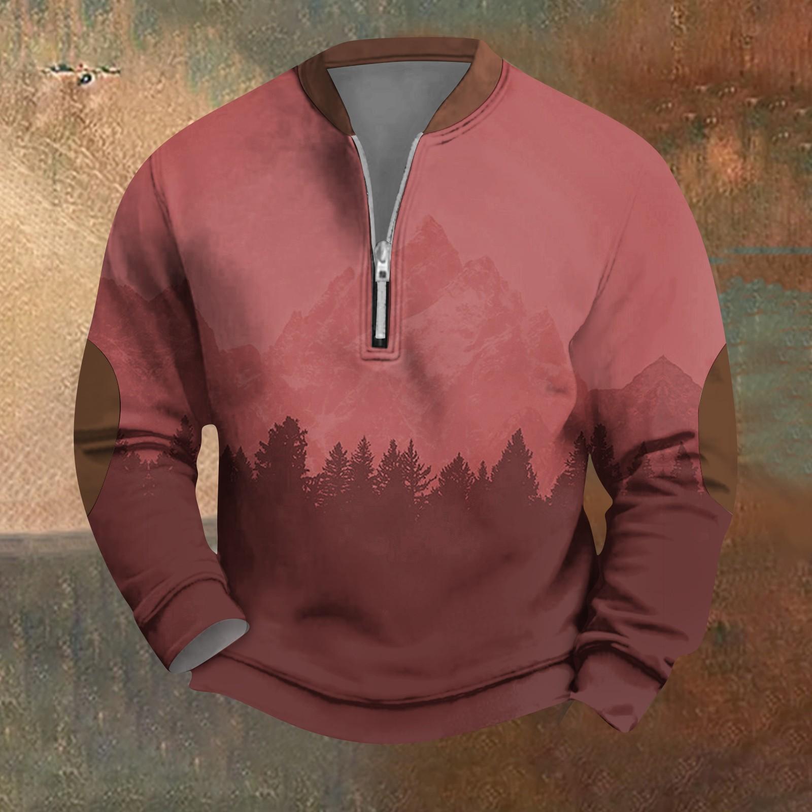 

Мужская повседневная толстовка в стиле ретро с градиентным принтом XL красный