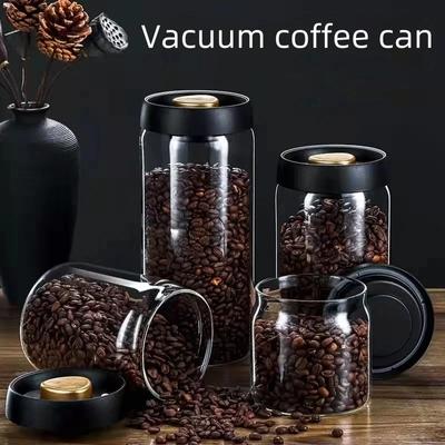 Pote de café manual vácuo umidade proproof armazenamento jar cozinha vidro de alto borosilicato jarra de chá armazenamento de grãos de café jarra selada