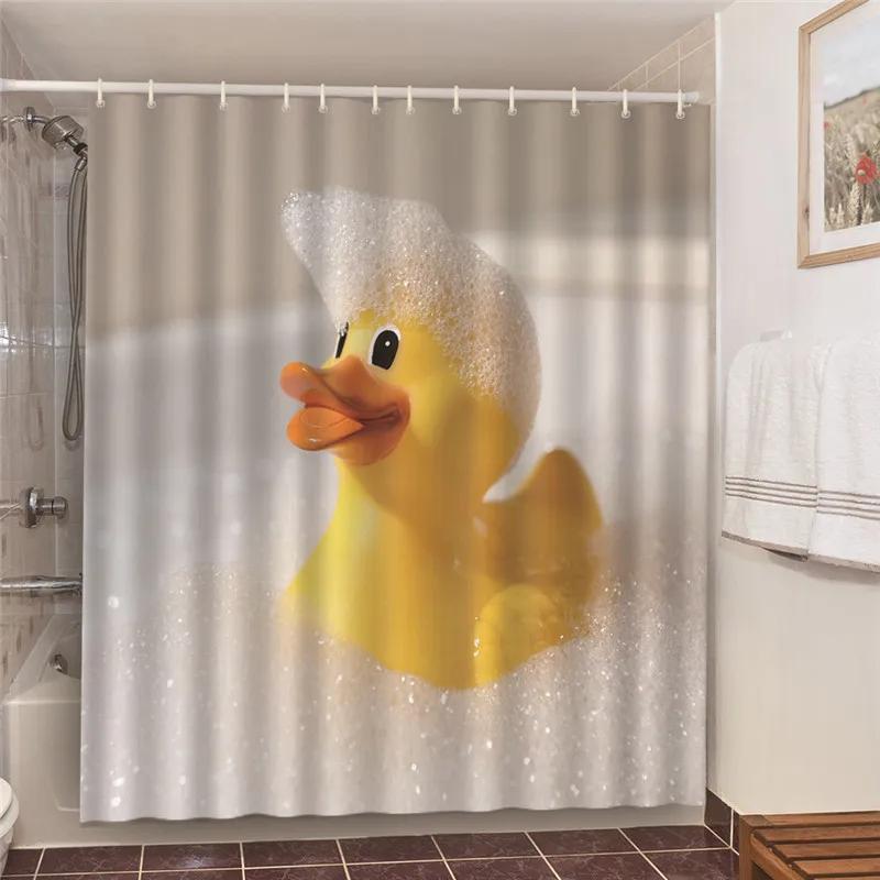 Lustige Bade-Gummienten Duschvorhänge Kinder Zuhause Badezimmer Dekor Verdunkelung Wasserdichtes Gewebe Duschvorhang Cortina