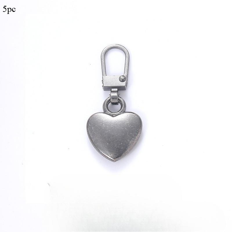 5Pcs/set Detachable Metal Zippers Puller Diy Sewing Heart Shape Zipper Slider Head Bags Coat Zipper Pull Tab Repair Kits Accessories