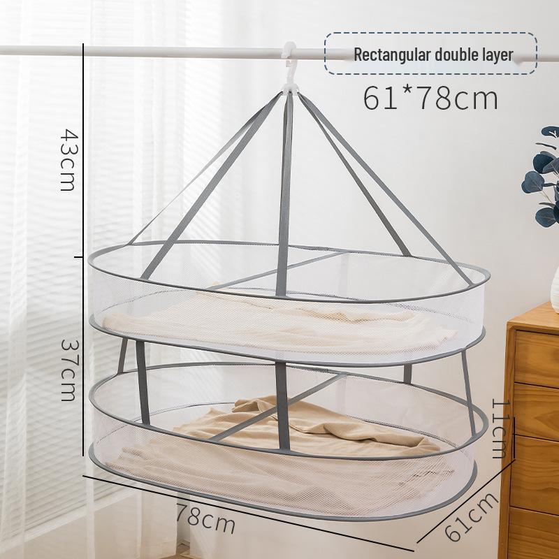 Three-Tier Windproof Folding Sweater Drying Rack Basket