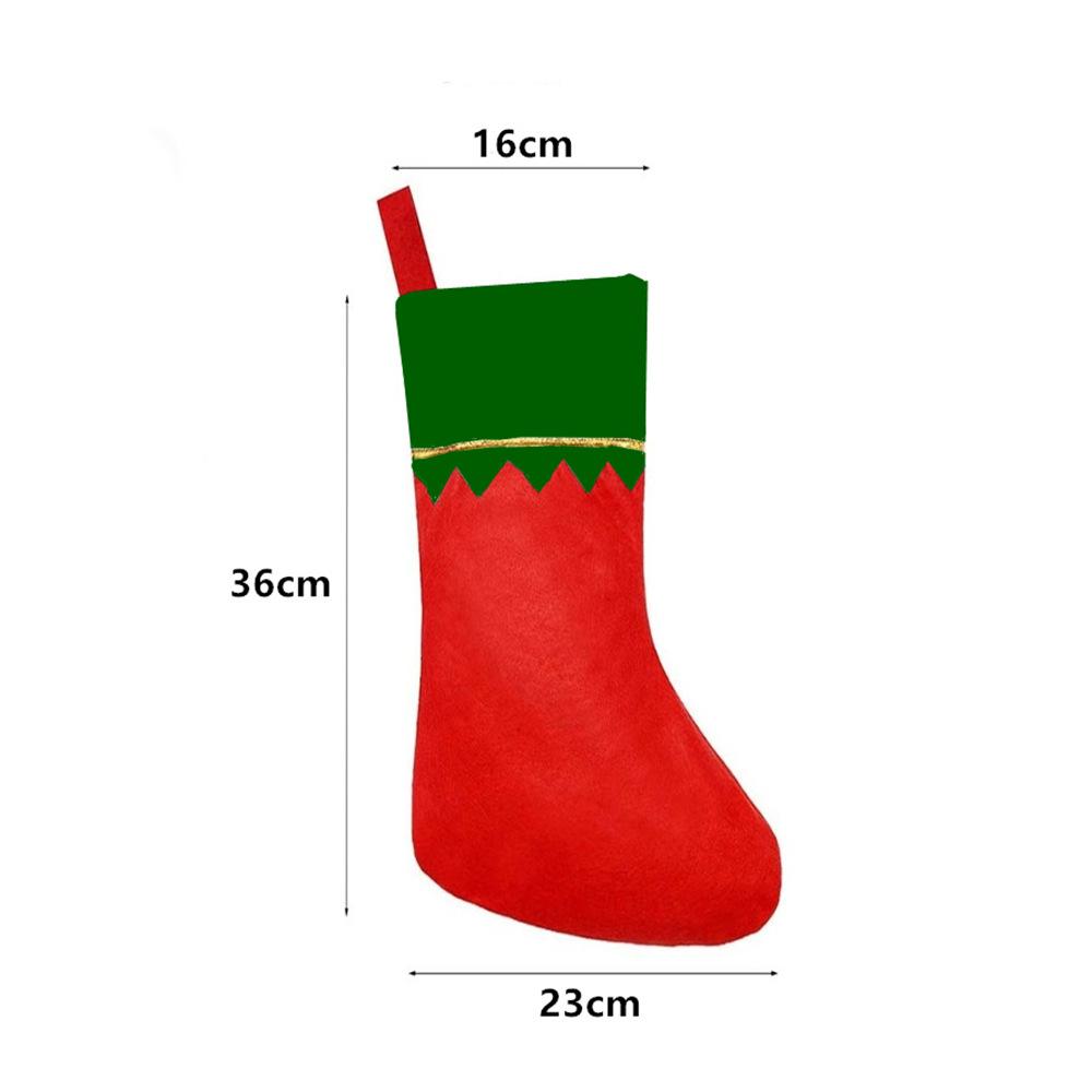Christmas Stocking Non woven White Gold Label Stocking Hanging Green Mouth Thread Christmas Decoration Ornaments Gift Bag