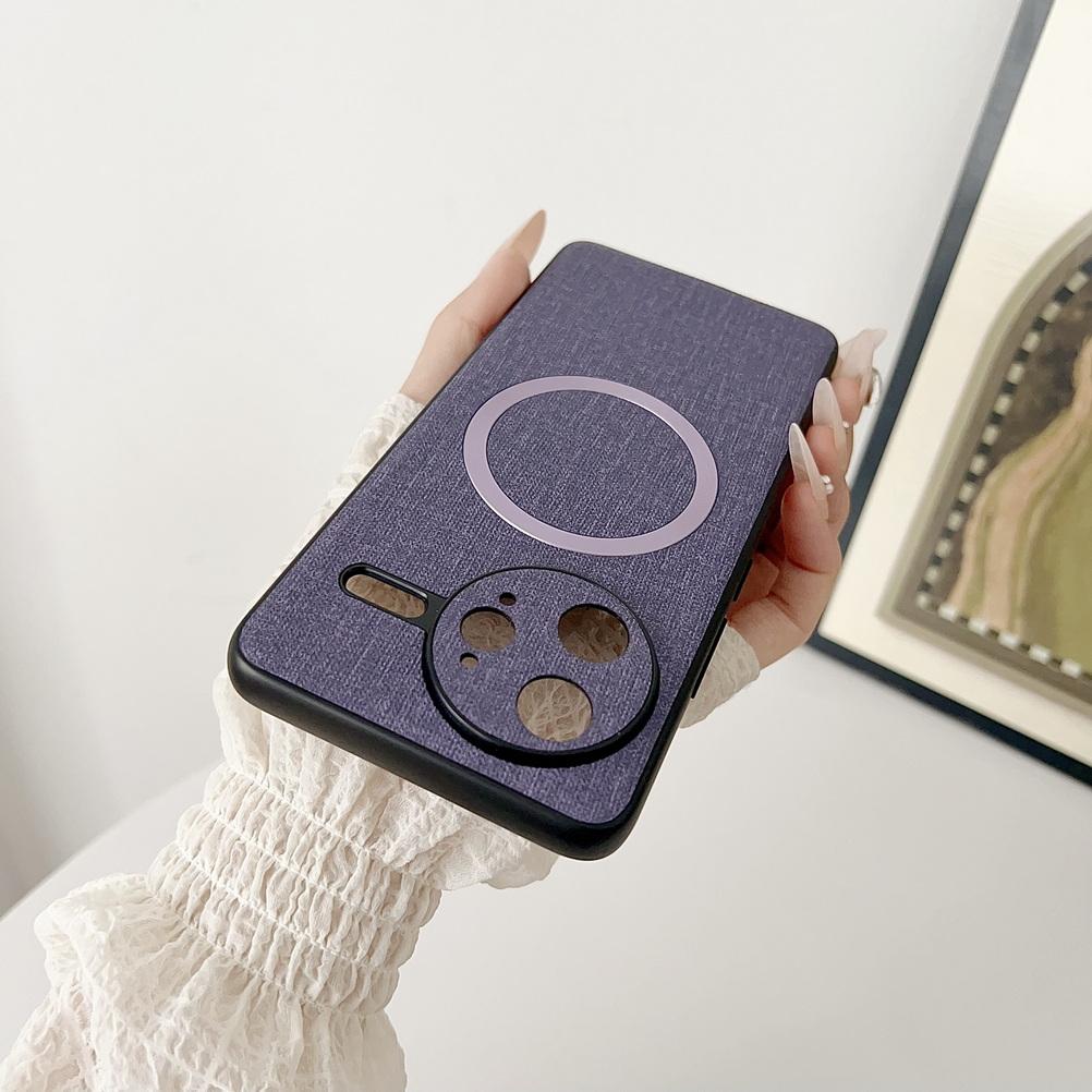 Magsafe Magnetic Plain Leather Case For Poco F7 Ultra POCO F7 X7 Pro F6 Pro X6 Pro M6 Pro Poco C75 Cloth Wireless Charging Cover
