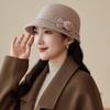 Autumn and Winter Basin Hat Retro Hepburn Style Bow Bucket Hat Ladies Elegant Woolen Fashion Basin Hat
