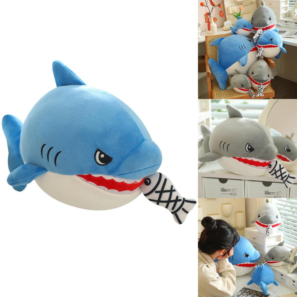 Shark Eating Small Fish Plush Toy With Pp Cotton Soft Stuffed Animal For Kids And Children