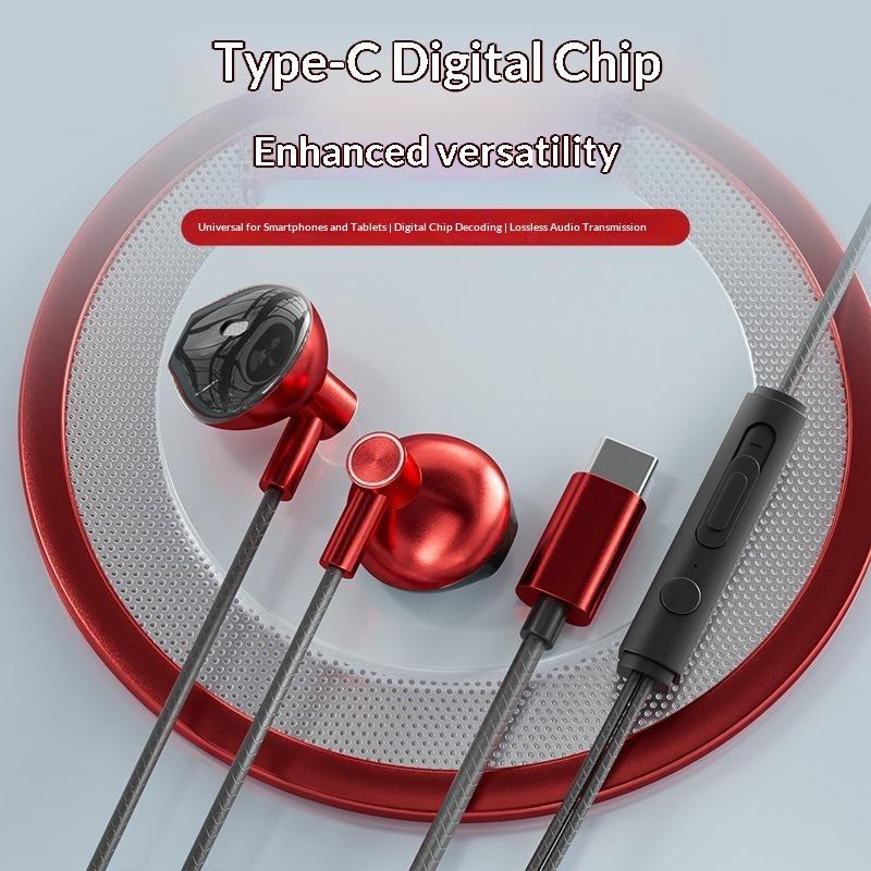 Type-C In-Ear Wired Karaoke Headphones 3.5Mm Stereo Music Earbud Handfree Headset Earphones With Mic