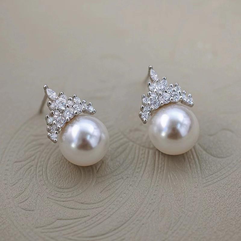 

New 925 Sterling Silver Pearl Stud Earrings Charm Personalized Simple Style Earrings Beautiful Jewelry for Women Birthday Gift платиновый