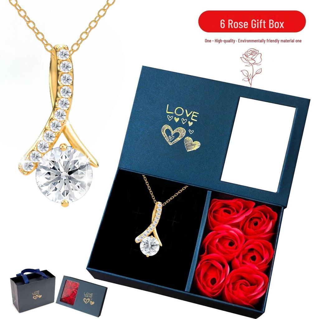 Charming Micro-Inlaid Diamond Pendant Necklace – Fresh, Lovely, and Fashionable Bone Chain