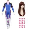 Spiel Overwatch Dva Cosplay Kostüme Strumpfhose Overall Perücke Kopfhörer Pistole Cosplay Requisiten Tattoo Aufkleber Anzug Frau Party Zentai Cos