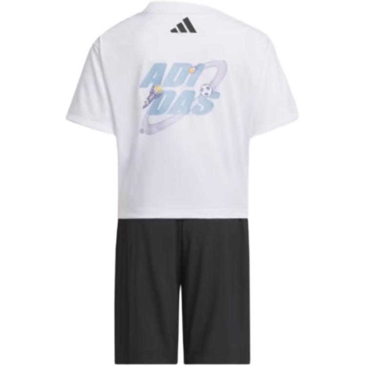 Adidas Casual Sports Suit Loose Comfortable Round Neck Fashion Set Kids suit White Black JM7983
