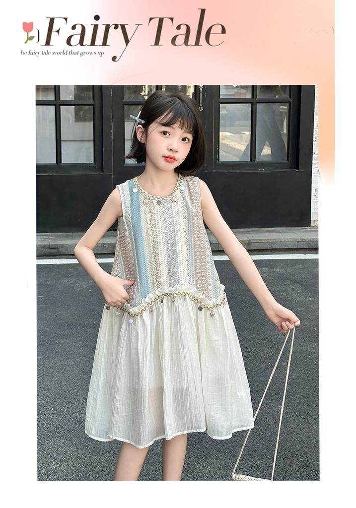 Girls' dress summer 2026 new children's summer dress, stylish bohemian style sleeveless tank top dress