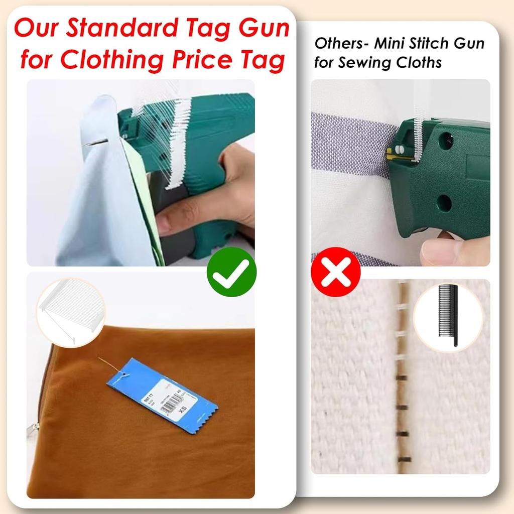 Price Tagging Gun for Clothing,(Not Stitch Gun) Standard Retail Price Tag Attacher Gun for Clothes with 6 Needles & 1000pcs 2" Barbs Fasteners for