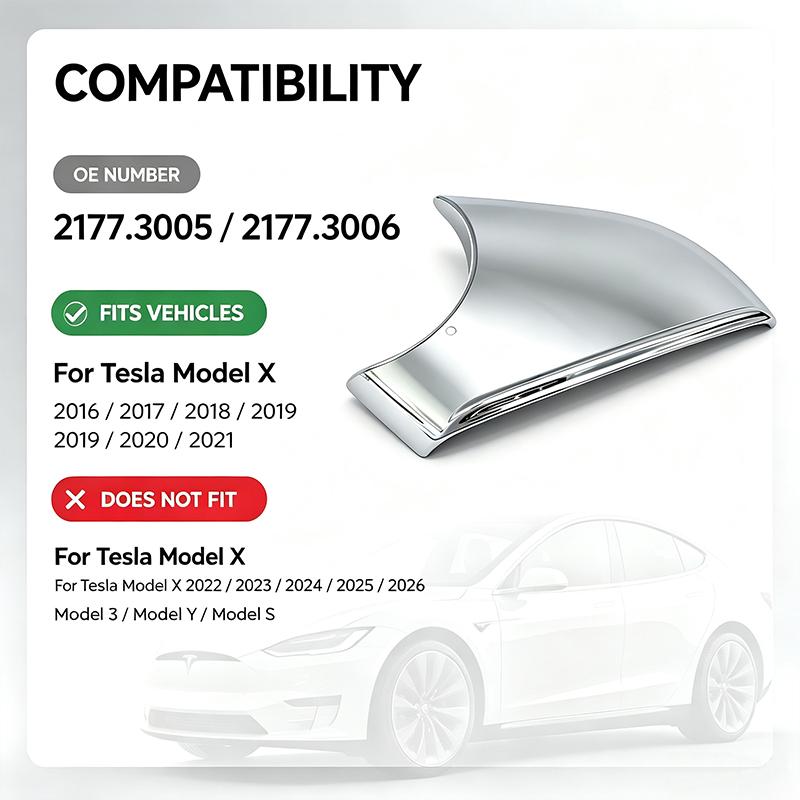 Chrome Side Mirror Lower Base Cover 2177.3005 2177.3006 For Tesla Model X 2016-2021 Rearview Mirror Bottom Shell Replacement