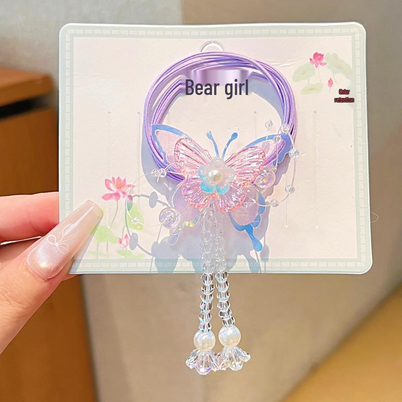 Children s Fairy Butterfly Hair Clip: Princess Style Chinese Headdress with Hanfu Pearl, Ribbon, and Tassel