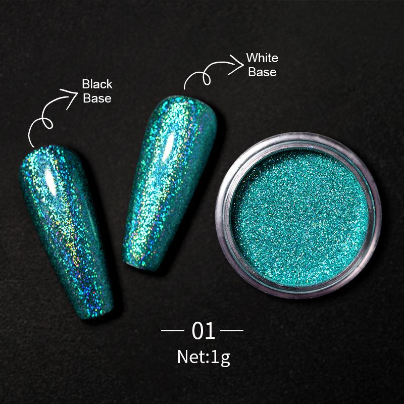 Nail Art Aperture Laser Powder, Nail Art Aurora Colorful Diamond Glitter, Rainbow Powder Metal Electroplated Nail Powder