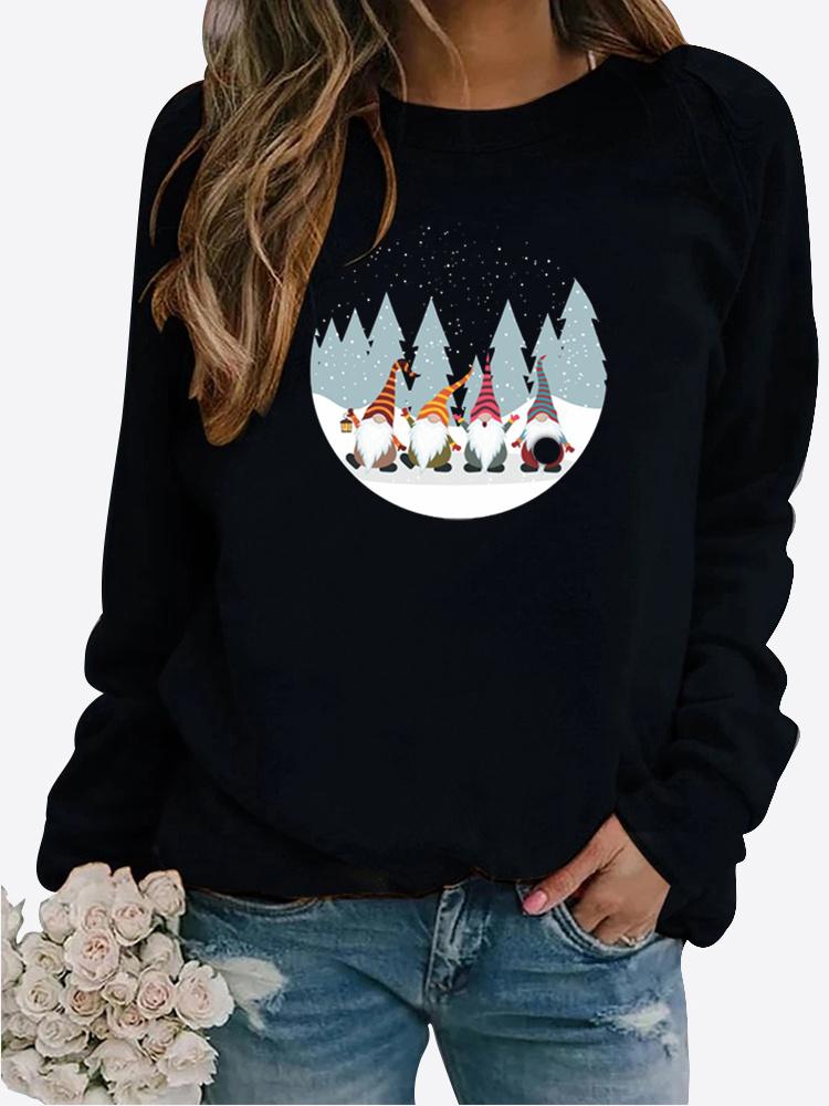 Podzimní Nový Svetr Dámský Potištěný Top Tričko Dámské Kulatý Výstřih Dlouhý Rukáv Ležérní Mikina Plus Size Halenka