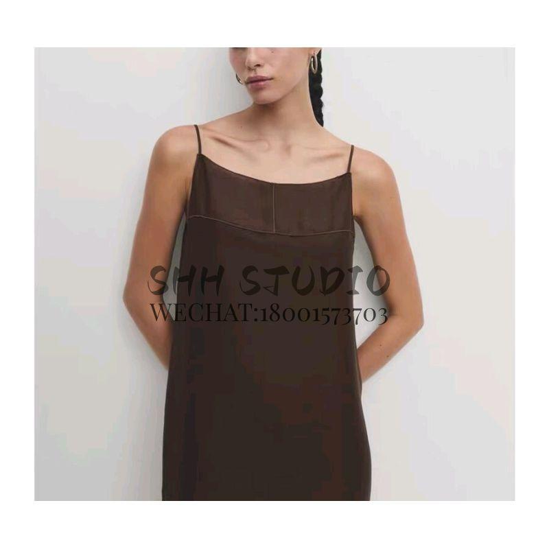 MD Spring New French Design High-End Temperament Vintage Brown Tulle Sling Fairy Dress Dress 6671100