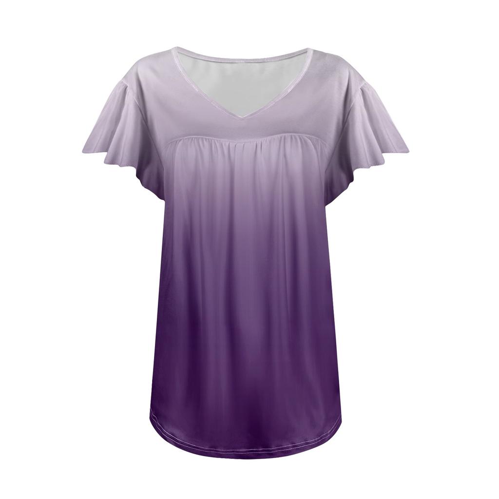 Túnicas femininas Tops Elegantes Casuais Verão Manga Curta Camisas Florais Soltas Plissadas Tops Boêmios