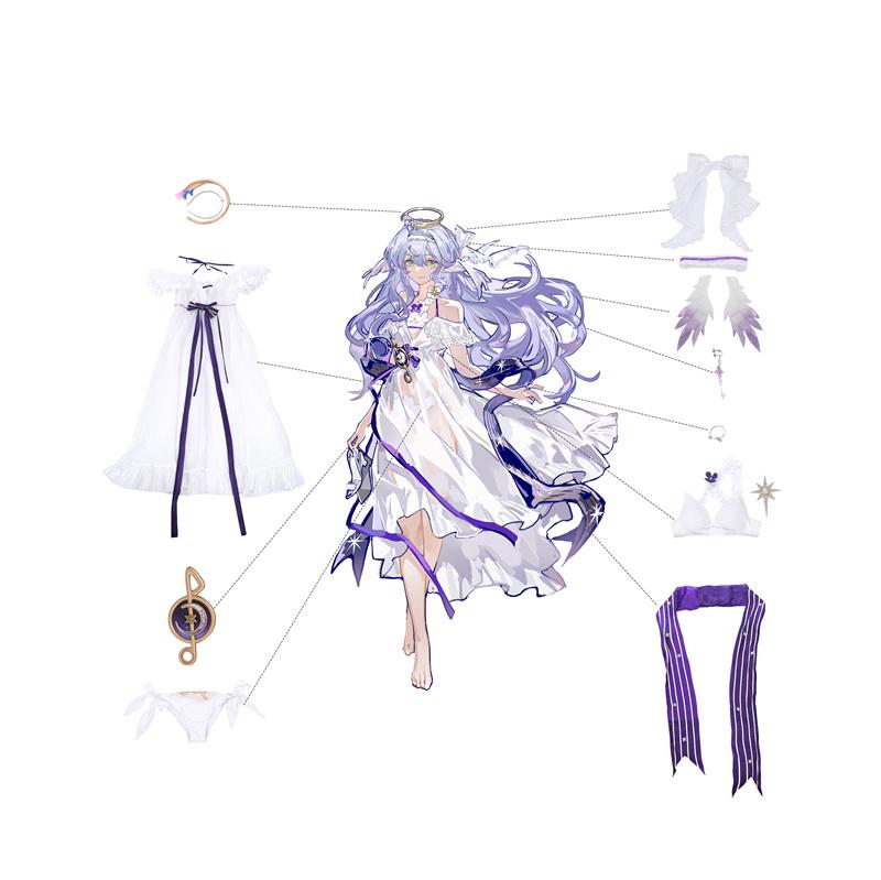 

Игра Honkai Star Rail Фанарт Костюм для косплея Робин Летний купальник Робин Хэллоуин Белое женское платье XXL