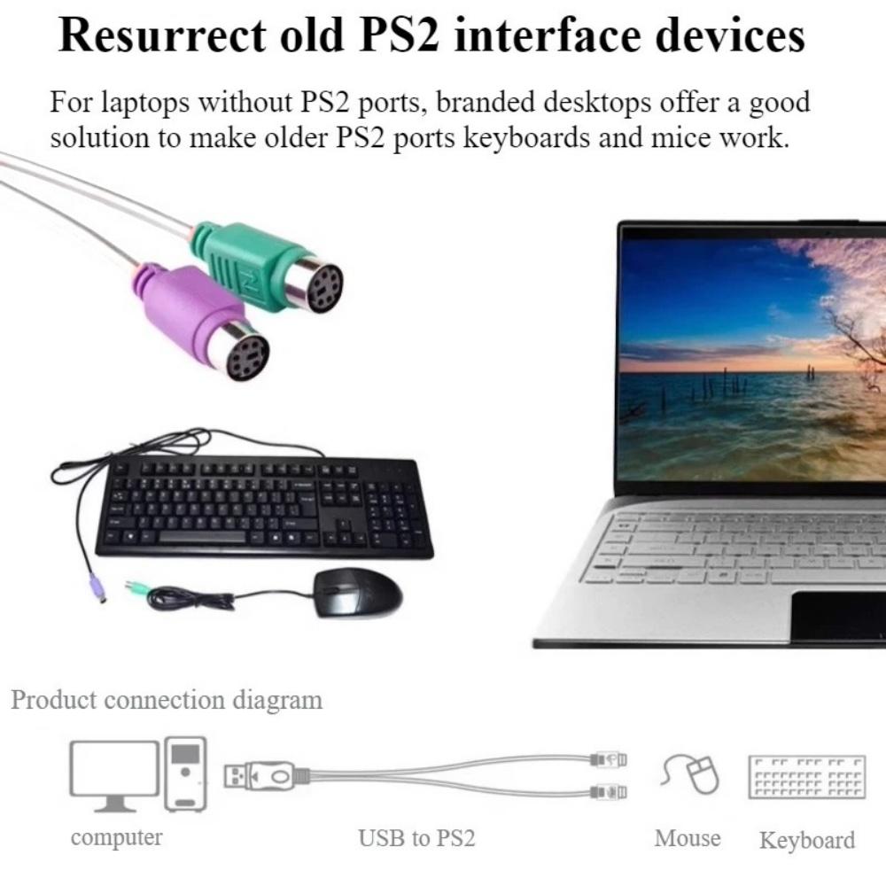 USB Male to Dual PS2 Female Cable Adapter Converter USB to Two PS/2 Use For Keyboard Mouse Computer Cables & Connectors