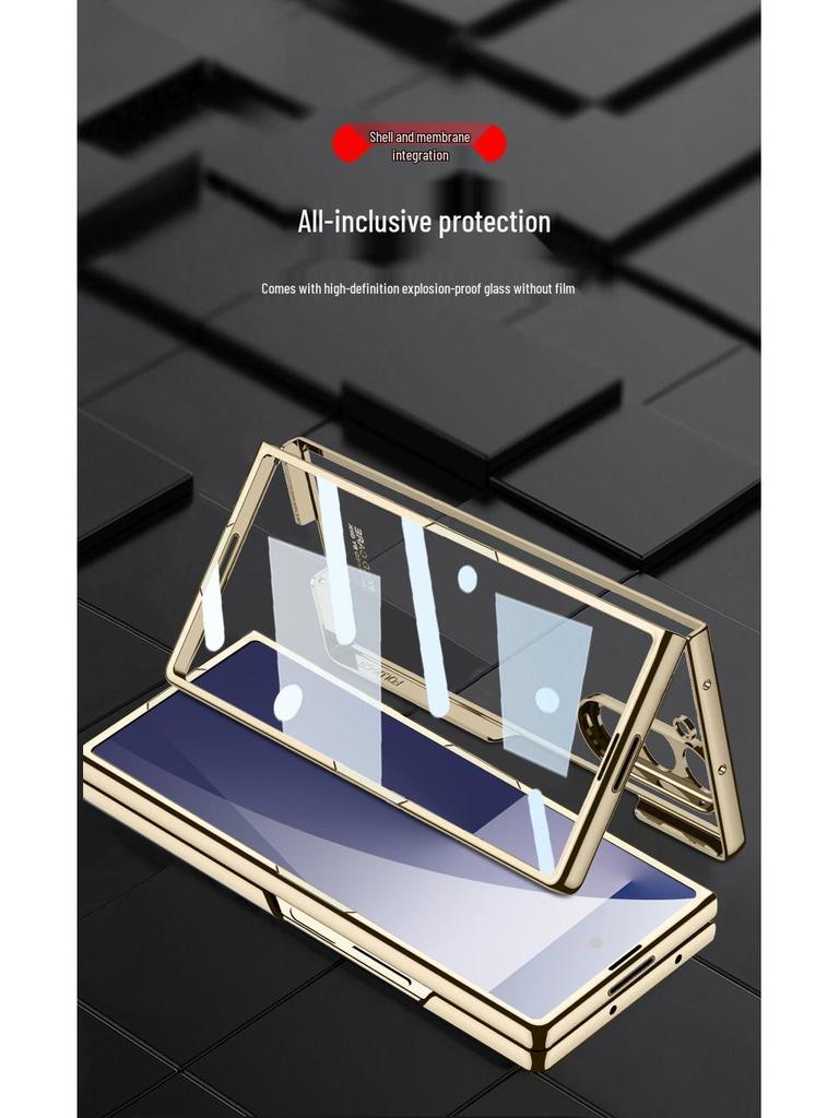 Samsung Z Fold 7 Transparent Electroplated Phone Case with Integrated Folding Design and Anti-drop Protection