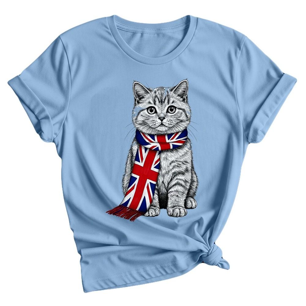 A Cat With A Union Jack Scarf Great Britain British Unisexs TShirt Uk Flag Gift S