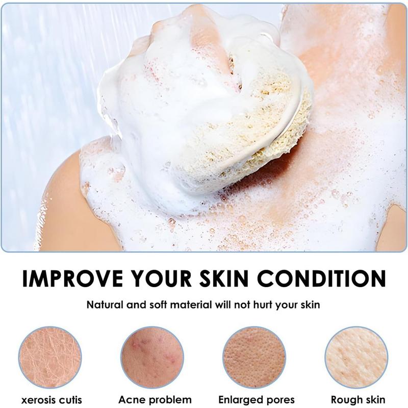 Natural Loofah For Women Body Sponge Extra Gentle Organic Washable Textured Non-Slip Scrubber For Back Scrub Shower Facial Care