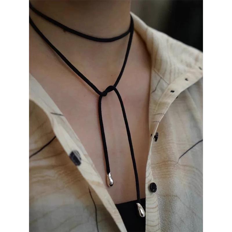 Korea Black Cord Pearl Pendant Necklace: Versatile, High-End Fashion Choker
