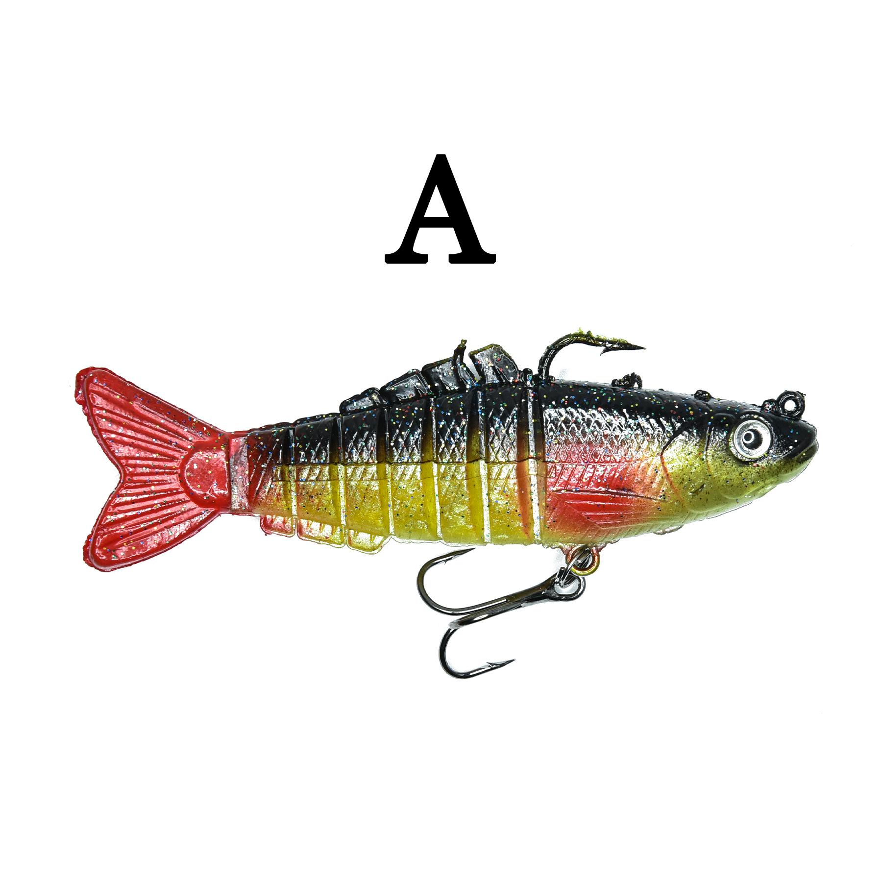 5Pcs 9cm 18g Soft Silicone Swimbait Set - Multi-Section Fishing Lures with Built-in Rattle & Hooks for Pike Bass Trout 9cm жёлтый