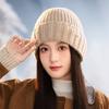 Wool Hat with Versatile Windproof and Velvet Ear Protection Hat for Women with Big Head Circumference Showing Face Small Cold Hat