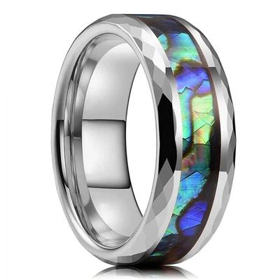 Modă 8MM Culoare cupru Inele din oțel inoxidabil Pentru bărbați Femei Inel incrustat cu scoică Abalone colorată Bijuterii Cadou pentru Nuntă Bărbați