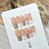 Handmade Press On Nail French Gold Sequins 3D Carved Flowers Champagne Diamond Light Luxury Long Square Fake Nail Patch Artificial Nail Reusable