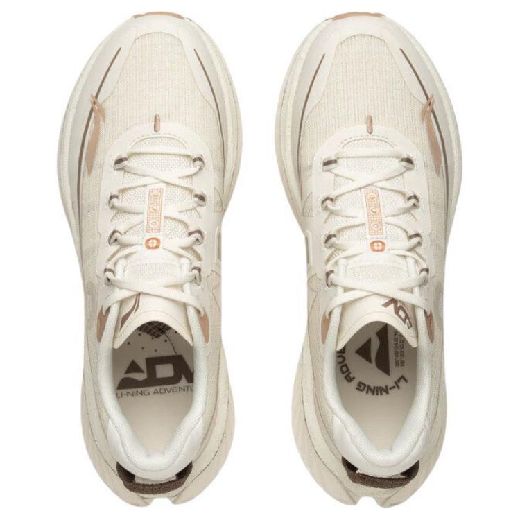 New LiNing Dilu Cushioning Anti Slip And Wear Resistant Rebound Low Top Trail Running Running Shoes Women's Ecru ARNU010-2