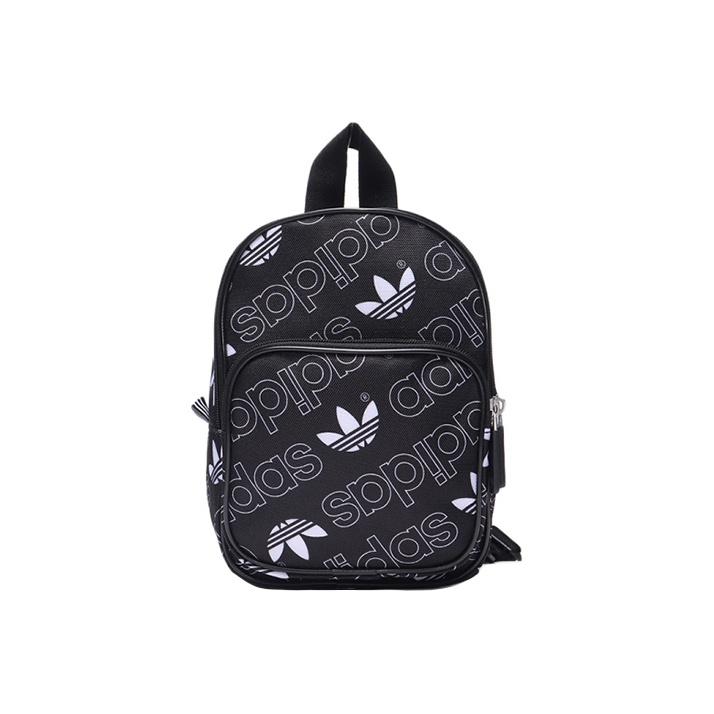 Adidas Originals Classic Logo All Over Print Polyester Backpack Mini Unisex Backpacks Black DV0192 Mini