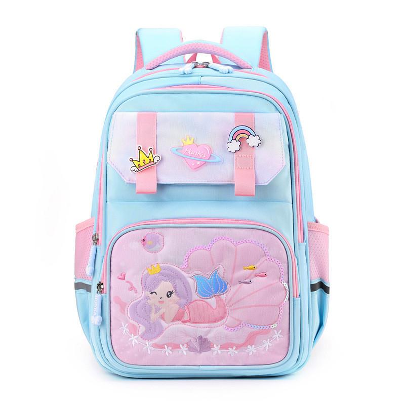 Cute Mermaid Oxford Cloth School Backpack For Girls Lightweight And Spinal Protection