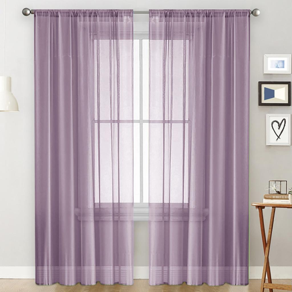 Solid Color Double String Terylene Curtain Sheer Semi-Blackout Thin Window Sheer