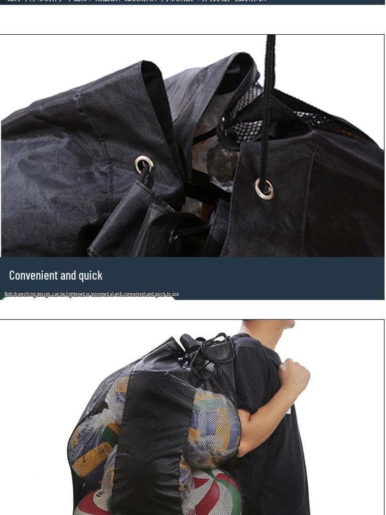 Cross-Border Sports Ball Storage Bag: Large Mesh Drawstring for Football, Basketball, Volleyball Equipment.