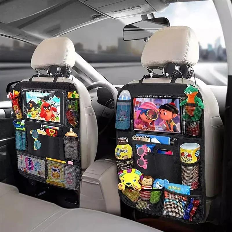 Car Seat Back Organizer Dirt Resistant Oxford Multi-Pocket Storage Bag with Tablet Holder Protector for Kids SUV Car Accessories