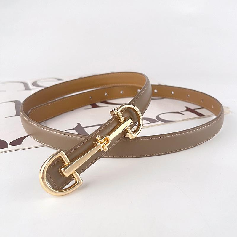 Women's Thin Leather Belt Short Skirt Jeans Women's Belt Versatile Fashion Black Cowhide Women's Style