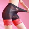 -pin seamless oily boxer underwear women's ultra-thin D silky safety pants large size horse oil seamless open underwear