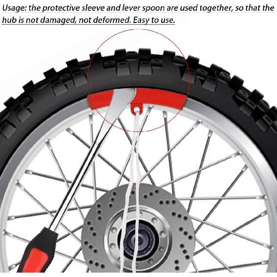 13Pcs Motorcycle Tyre Repair Tool,11.5" Tire Spoon Changer Tools Set With 3 Tire Levers Spoon & 2 Sleeves & 6 Valve Core & Wrench, Tire Tool Kit