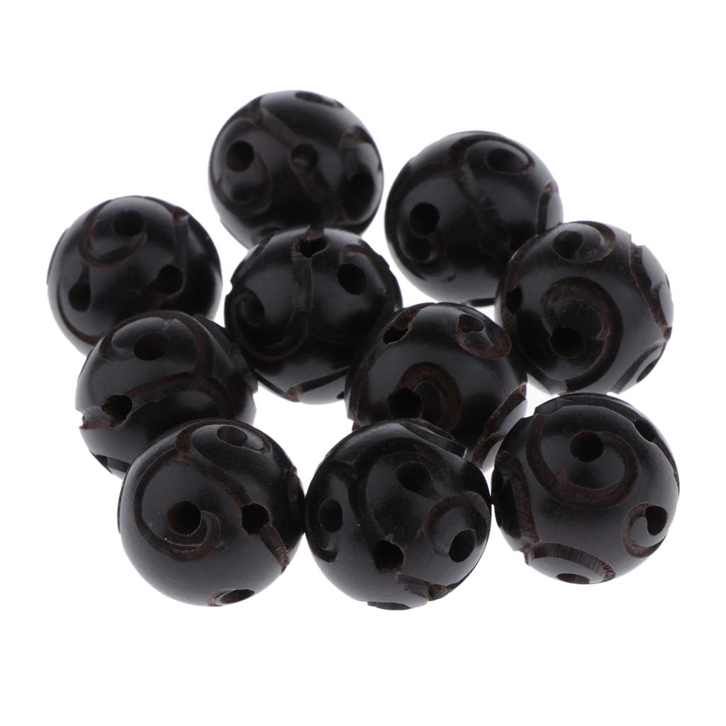 10 Lot Black Wood Beads Buddhist Print Necklace Anlets Key Decor 12MM
