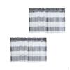 2xWindow Striped Short Valance Rod Curtains Kitchen Grey_ 74x60cm