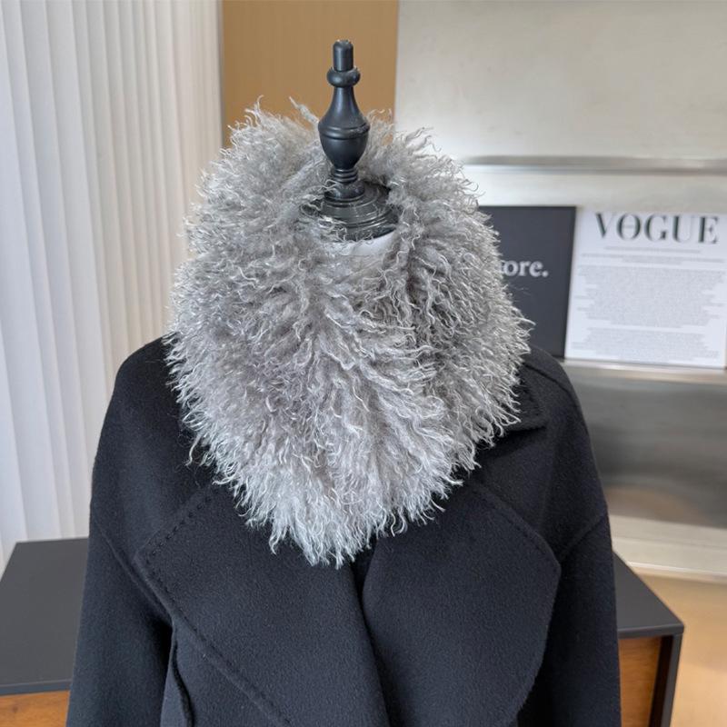Women's Faux Fur Double-Sided Wool Neck Gaiter - Thickened Warm Winter Scarf